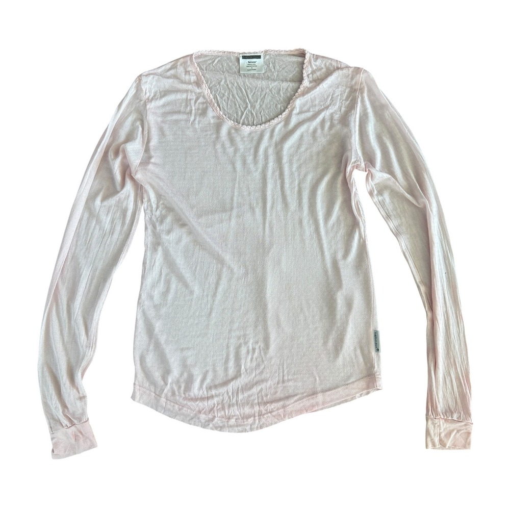 Terramar Thermasilk Silk Pointelle Thermal Long Sleeve Top Size M Pink layering